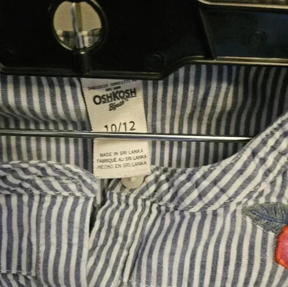 Oshkosh Vintage Plaid Shirt Embroidered (sz 10/12) Kids Girls 100% Cotton